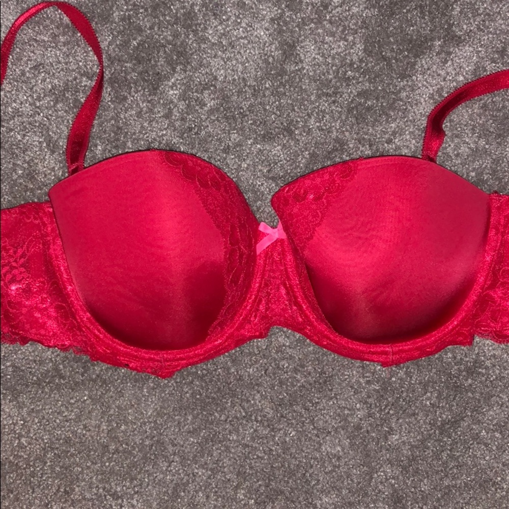 VS red lacy bra. Like new, barely worn.